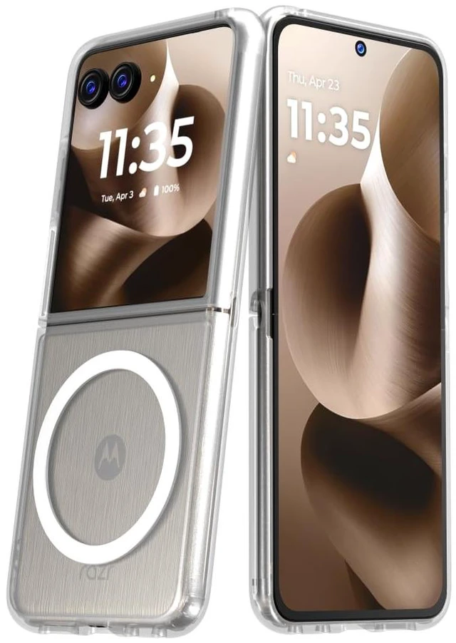Main image of Motorola Razr 60 Plus (2025) Hybrid Shockproof Clear Slim Acrylic Case Cover Flexible Hinge Rib with MagSafe