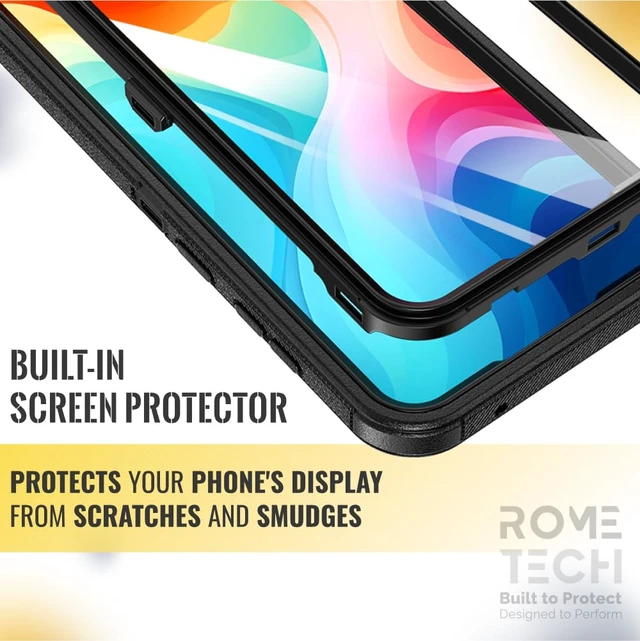 Alt view image 5 of 7 - Rome Tech Case with Belt Clip Holster & Kickstand, Dual-Layer Shockproof Phone Case with Screen Protector - Black for Samsung Galaxy S23 FE