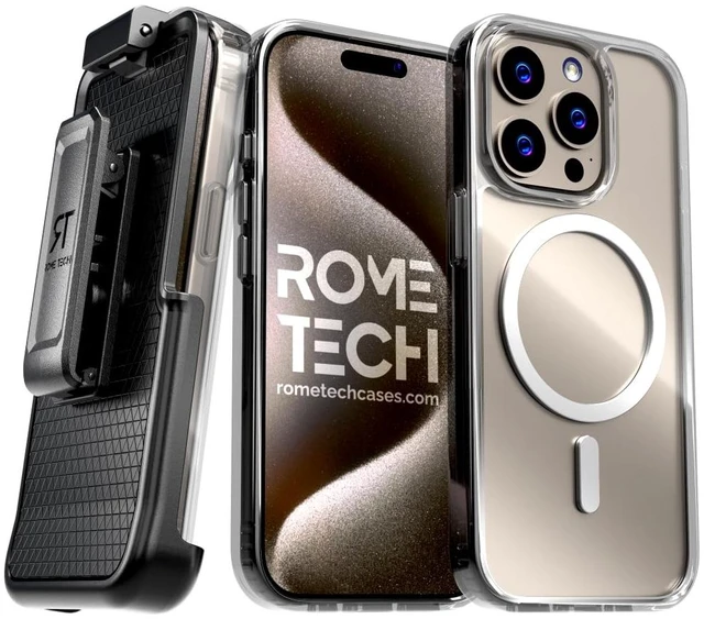 Main image of Case For Apple iPhone 15 Pro Hybrid TPU Acrylic w/Magsafe w/Holster - Clear