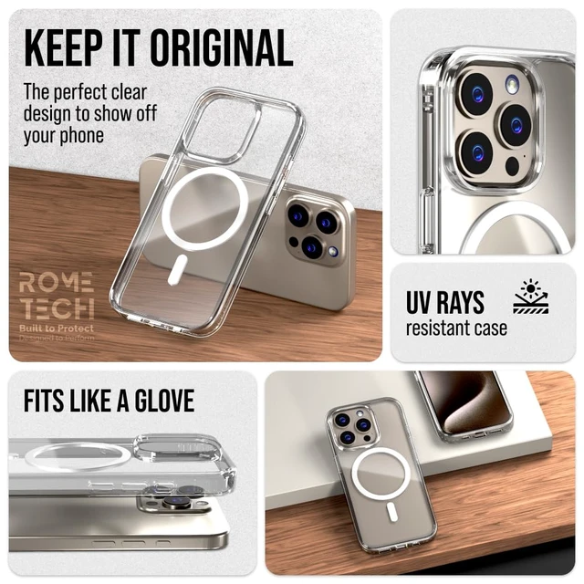 Alt view image 5 of 7 - Case For Apple iPhone 15 Pro Hybrid TPU Acrylic w/Magsafe w/Holster - Clear