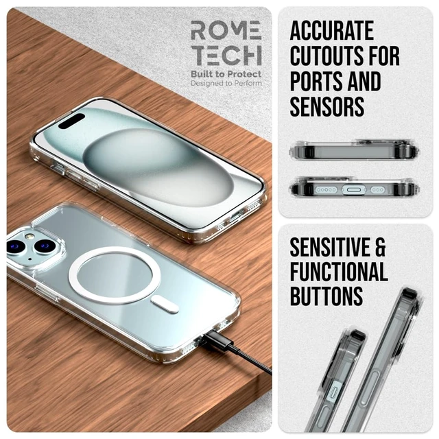 Alt view image 6 of 7 - Case For Apple iPhone 15 Pro Hybrid TPU Acrylic w/Magsafe w/Holster - Clear