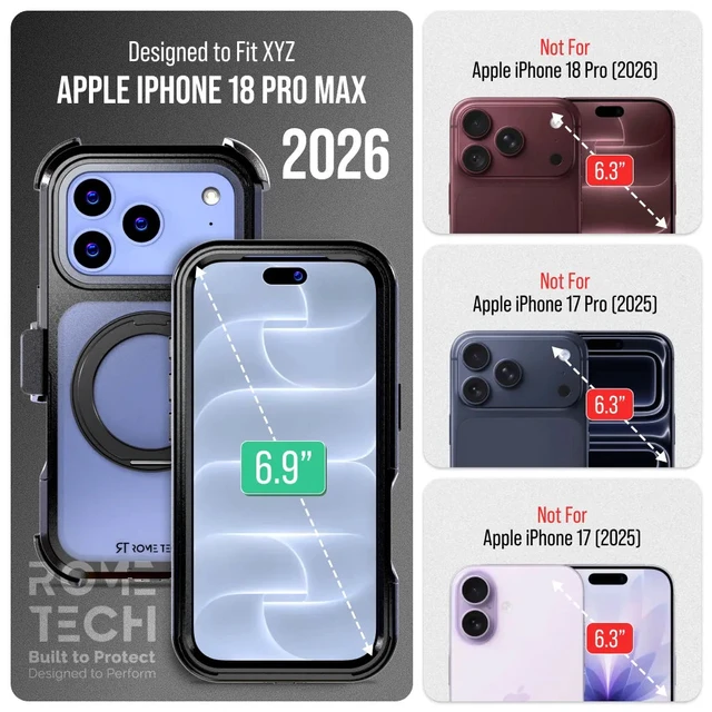 Alt view image 2 of 7 - Rome Tech Defender Acrylic With Rotating Magnetic Holder - Gray for Apple iPhone 18 Pro Max / 17 Pro Max