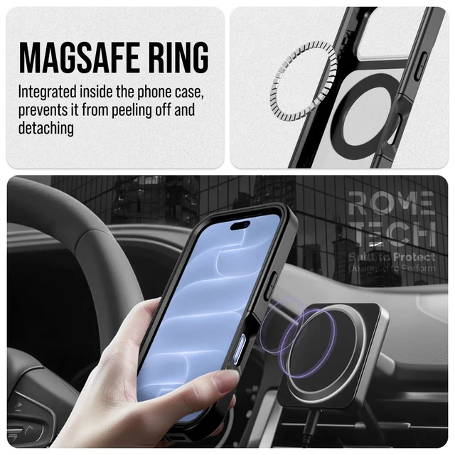 Alt view image 7 of 7 - Rome Tech Defender Acrylic With Rotating Magnetic Holder - Gray for Apple iPhone 18 Pro Max / 17 Pro Max
