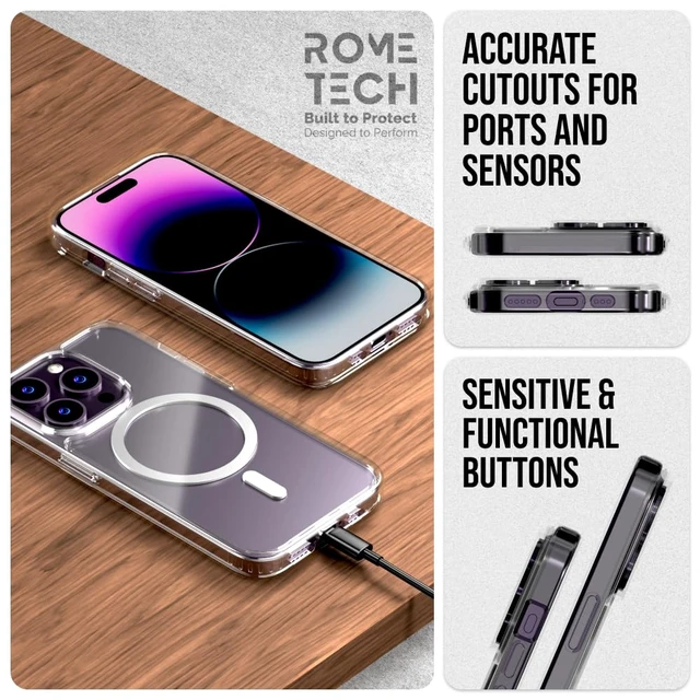 Alt view image 6 of 7 - Rome Tech Hybrid TPU Acrylic w/Magsafe w/Holster - Clear for Apple iPhone 14 Pro Max