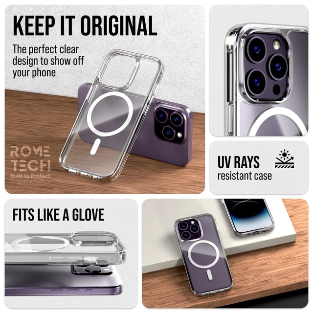 Alt view image 5 of 7 - Rome Tech Hybrid TPU Acrylic w/Magsafe w/Holster - Clear for Apple iPhone 14 Pro Max