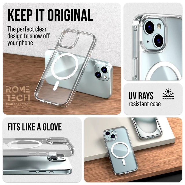 Alt view image 5 of 7 - Rome Tech Hybrid TPU Acrylic w/Magsafe w/Holster - Clear for Apple iPhone 15