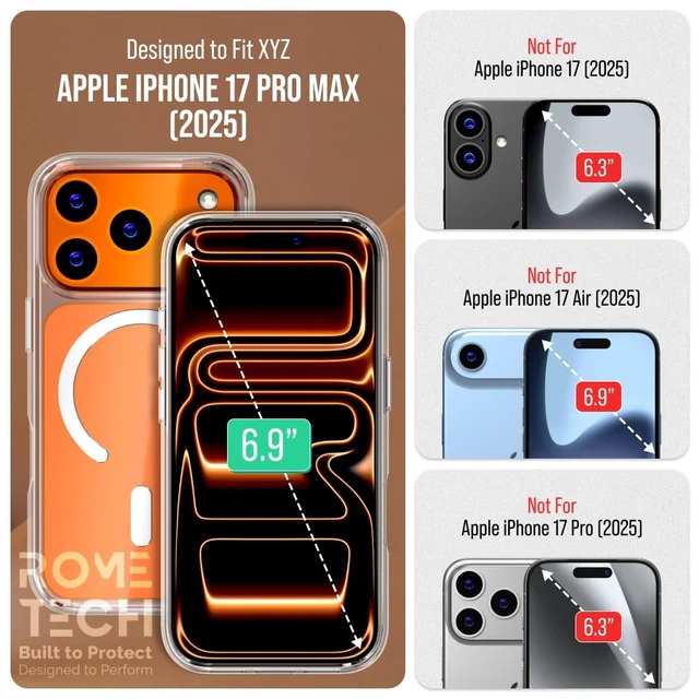 Alt view image 2 of 7 - Rome Tech Hybrid TPU Acrylic w/Magsafe w/Holster - Clear for Apple iPhone 17 Pro Max