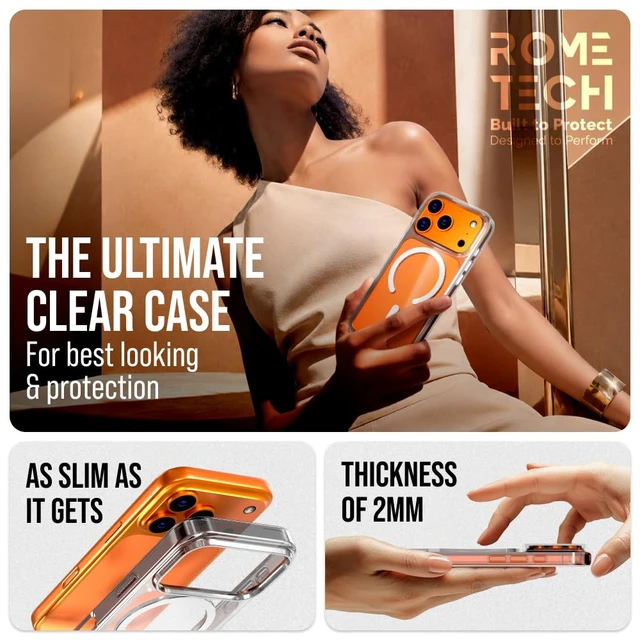 Alt view image 4 of 7 - Rome Tech Hybrid TPU Acrylic w/Magsafe w/Holster - Clear for Apple iPhone 17 Pro Max
