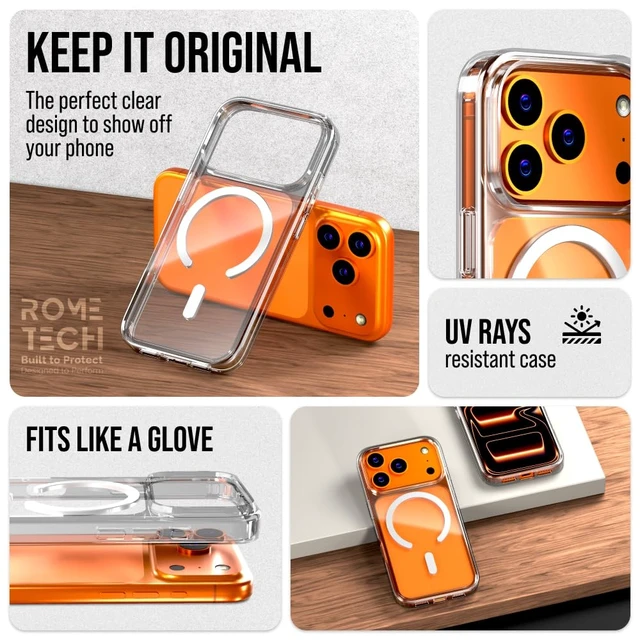 Alt view image 5 of 7 - Rome Tech Hybrid TPU Acrylic w/Magsafe w/Holster - Clear for Apple iPhone 17 Pro Max
