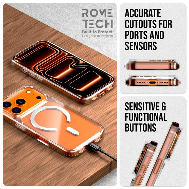Alt view image 6 of 7 - Rome Tech Hybrid TPU Acrylic w/Magsafe w/Holster - Clear for Apple iPhone 17 Pro Max
