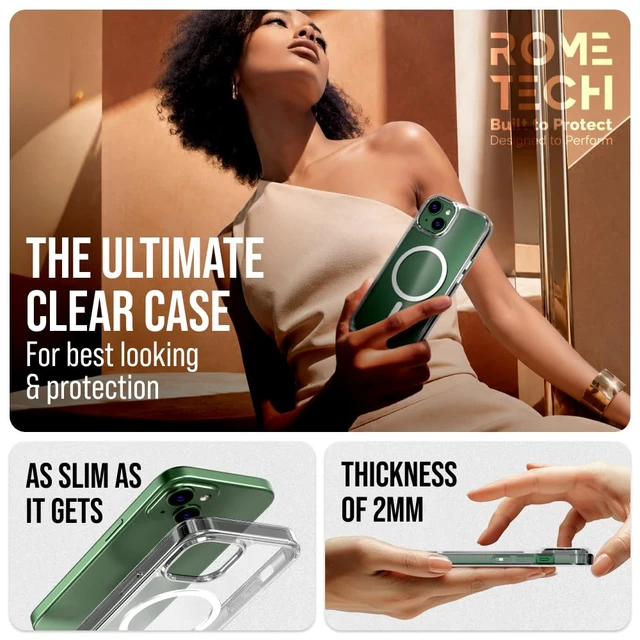 Alt view image 4 of 7 - Rome Tech Hybrid TPU Acrylic w/Magsafe w/Holster - Clear for Apple iPhone 14/13