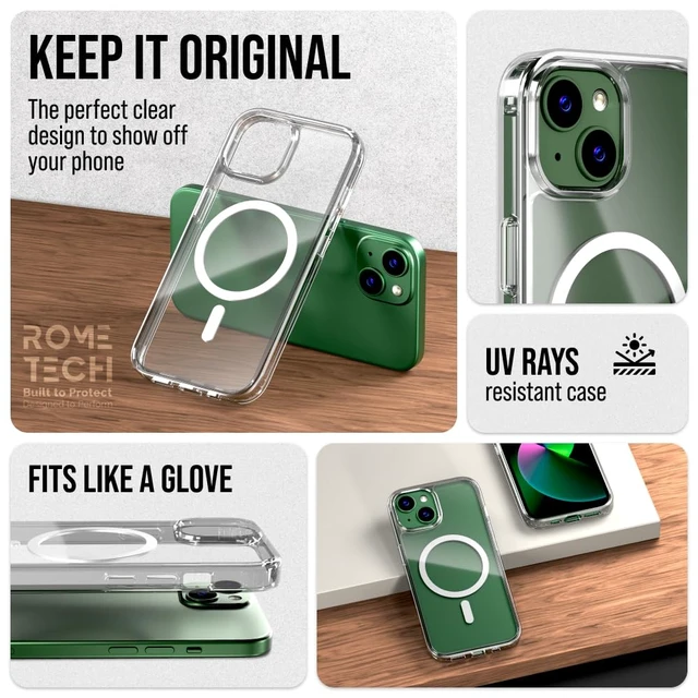 Alt view image 5 of 7 - Rome Tech Hybrid TPU Acrylic w/Magsafe w/Holster - Clear for Apple iPhone 14/13