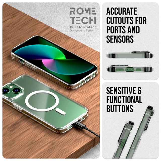 Alt view image 6 of 7 - Rome Tech Hybrid TPU Acrylic w/Magsafe w/Holster - Clear for Apple iPhone 14/13