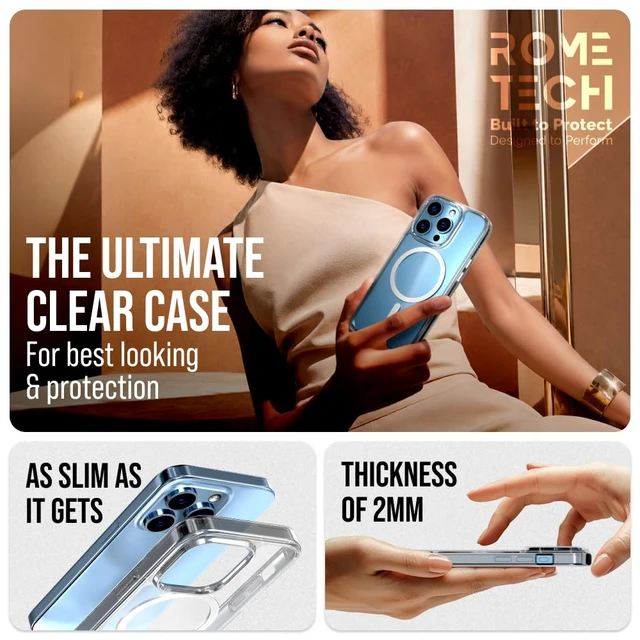 Alt view image 4 of 7 - Rome Tech Hybrid TPU Acrylic w/Magsafe w/Holster - Clear for Apple iPhone 13 Pro