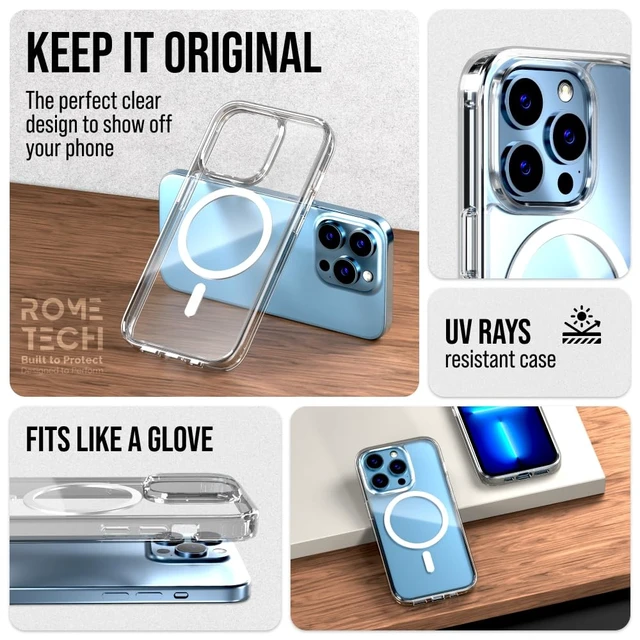 Alt view image 5 of 7 - Rome Tech Hybrid TPU Acrylic w/Magsafe w/Holster - Clear for Apple iPhone 13 Pro