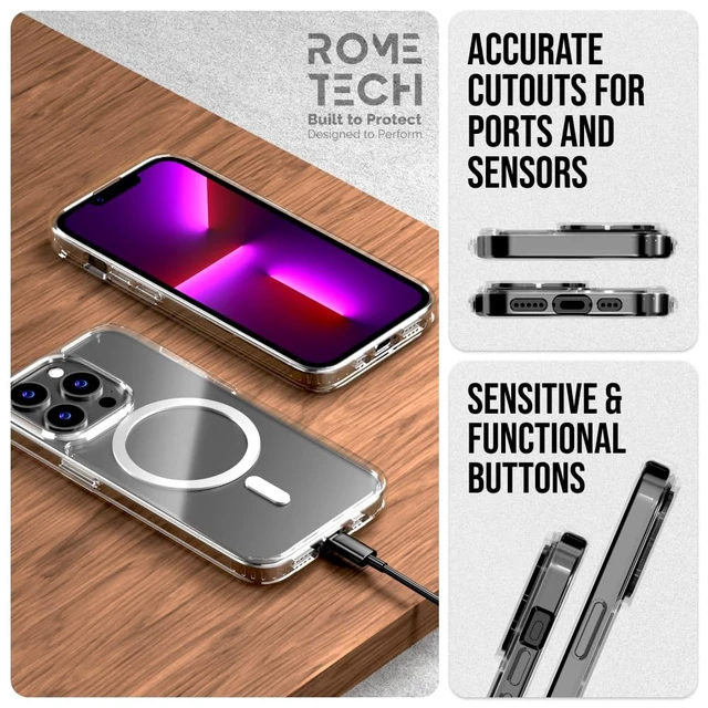Alt view image 6 of 7 - Rome Tech Hybrid TPU Acrylic w/Magsafe w/Holster - Clear for Apple iPhone 13 Pro Max