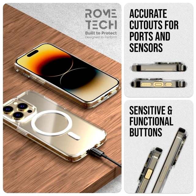 Alt view image 6 of 7 - Rome Tech Hybrid TPU Acrylic w/Magsafe w/Holster - Clear for Apple iPhone 14 Pro