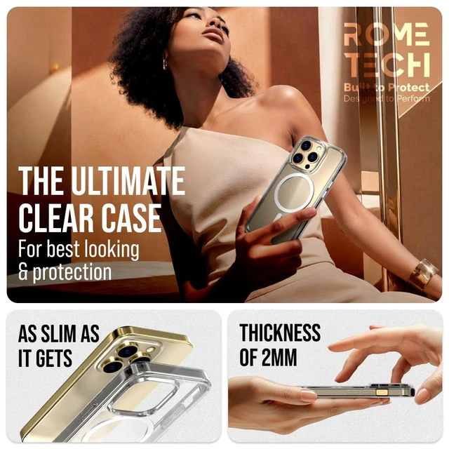 Alt view image 4 of 7 - Rome Tech Hybrid TPU Acrylic w/Magsafe w/Holster - Clear for Apple iPhone 14 Pro