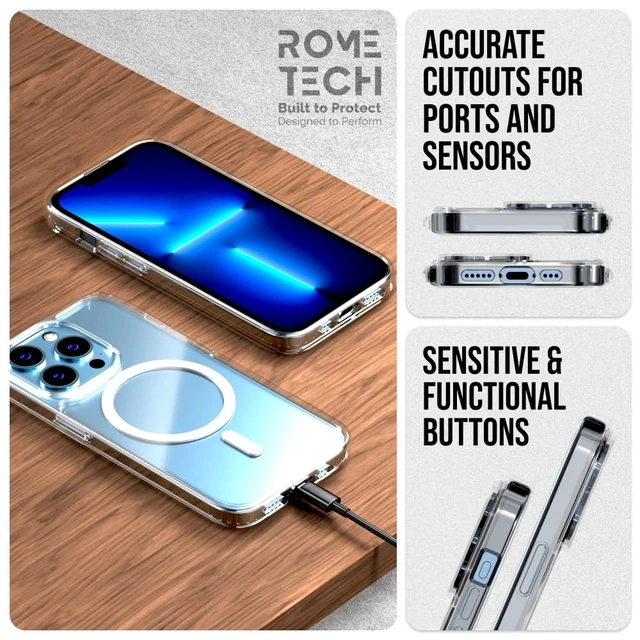 Alt view image 6 of 7 - Rome Tech Hybrid TPU Acrylic w/Magsafe w/Holster - Clear for Apple iPhone 13 Pro