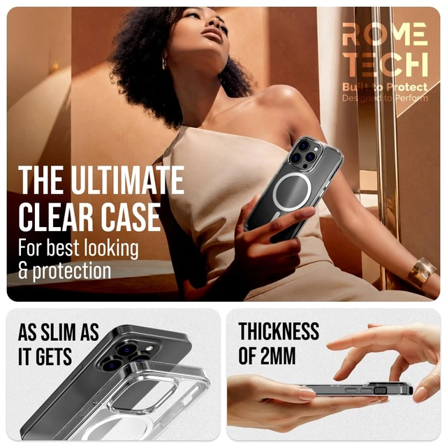 Alt view image 4 of 7 - Rome Tech Hybrid TPU Acrylic w/Magsafe w/Holster - Clear for Apple iPhone 13 Pro Max
