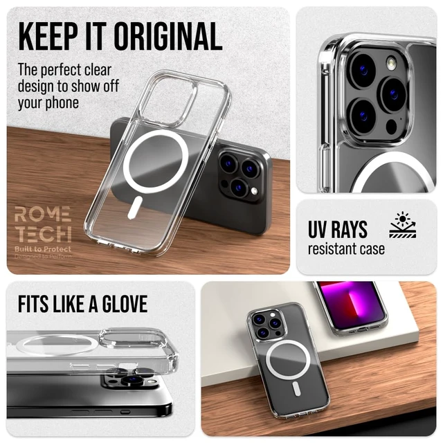 Alt view image 5 of 7 - Rome Tech Hybrid TPU Acrylic w/Magsafe w/Holster - Clear for Apple iPhone 13 Pro Max
