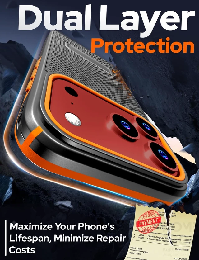 Alt view image 3 of 7 - Rome Tech Belt Clip Holster w/Magsafe - Black/Orange for Apple iPhone 18 Pro