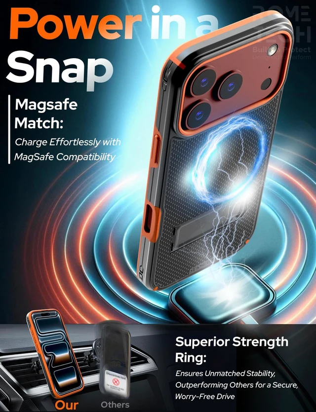 Alt view image 6 of 7 - Rome Tech Belt Clip Holster w/Magsafe - Black/Orange for Apple iPhone 18 Pro