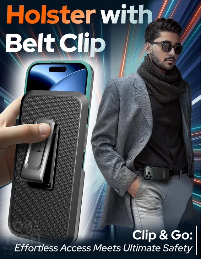 Alt view image 4 of 7 - Rome Tech Belt Clip Holster w/Magsafe - Black/Green for Apple iPhone 18 Pro Max