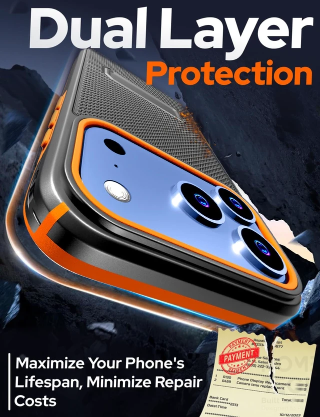 Alt view image 3 of 7 - Rome Tech Belt Clip Holster w/Magsafe - Black/Orange for Apple iPhone 18 Pro Max