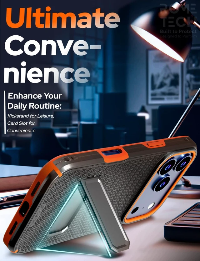 Alt view image 7 of 7 - Rome Tech Belt Clip Holster w/Magsafe - Black/Orange for Apple iPhone 18 Pro Max