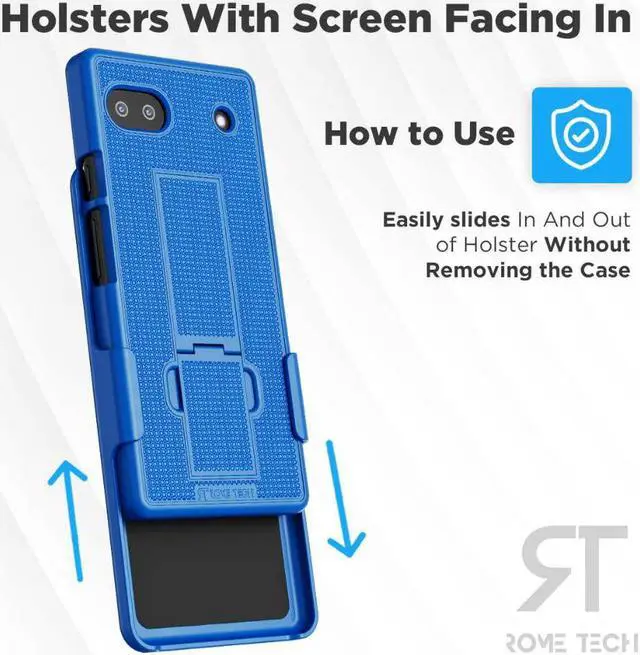 Alt view image 4 of 5 - Shell Holster Combo Case for Google Pixel 6a Blue