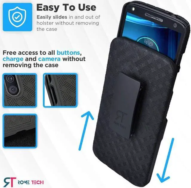Alt view image 4 of 5 - Motorola Droid Turbo 2 5.4" (2015) Rome Tech Shell Holster Combo Case - Black