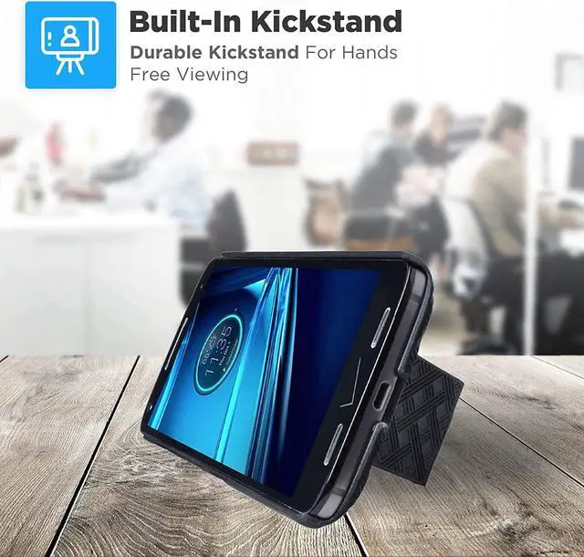 Alt view image 5 of 5 - Motorola Droid Turbo 2 5.4" (2015) Rome Tech Shell Holster Combo Case - Black