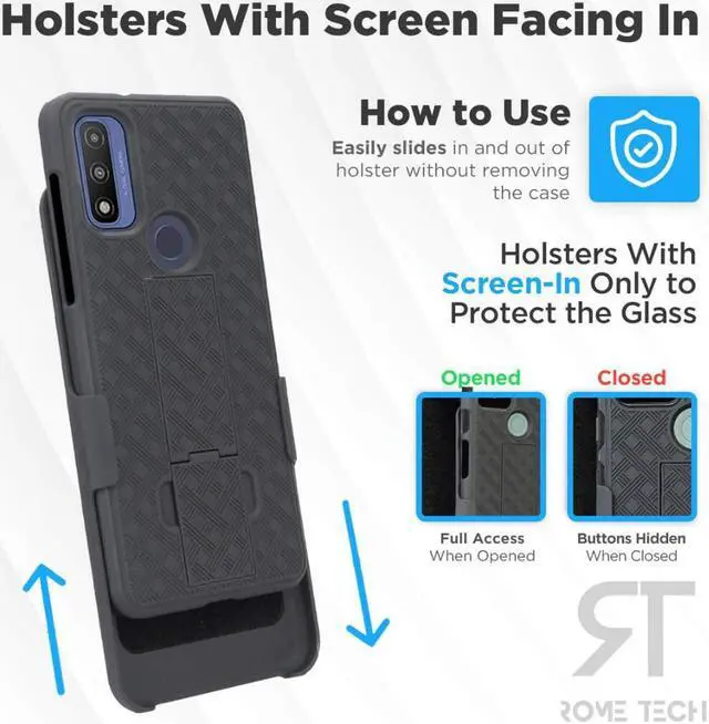 Alt view image 4 of 7 - Rome Tech For Motorola Moto G Stylus 4G (3rd Gen - 2022) Belt Clip Holster Phone Case