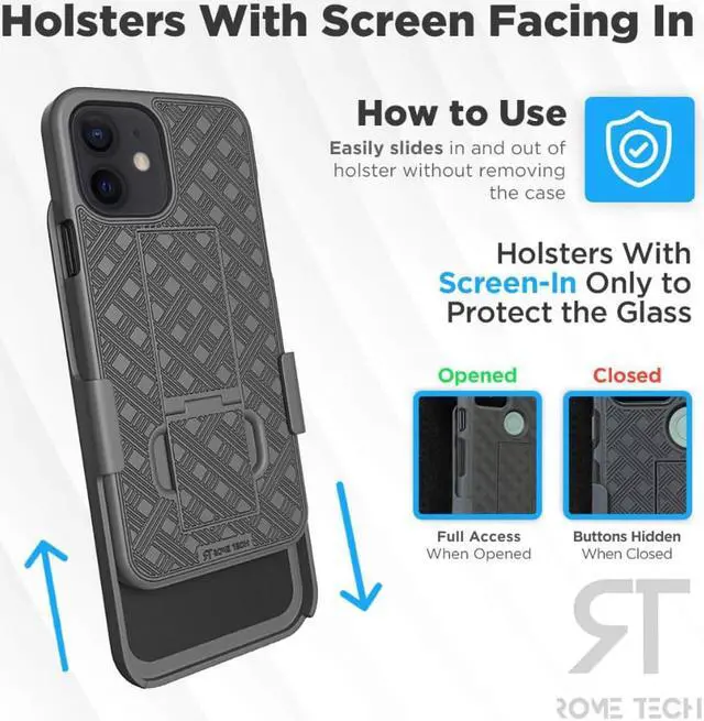 Alt view image 4 of 5 - Apple iPhone 12/12 Pro 6.1" (2020) Rome Tech Shell Holster Combo Case