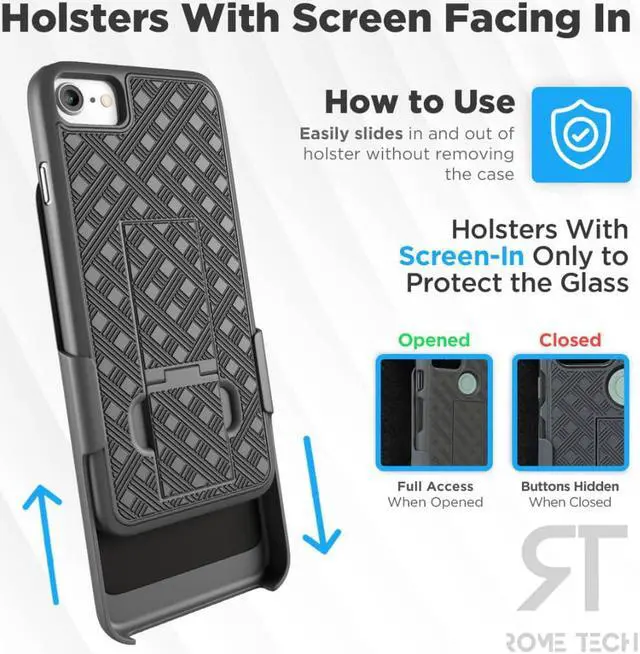 Alt view image 4 of 5 - Apple iPhone 7/8/SE/SE2 4.7" (2022) Rome Tech Shell Holster Combo Case - Black
