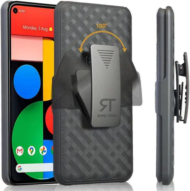 Main image of Google Pixel 5 6.0" (2020) Rome Tech Shell Holster Combo Case - Black