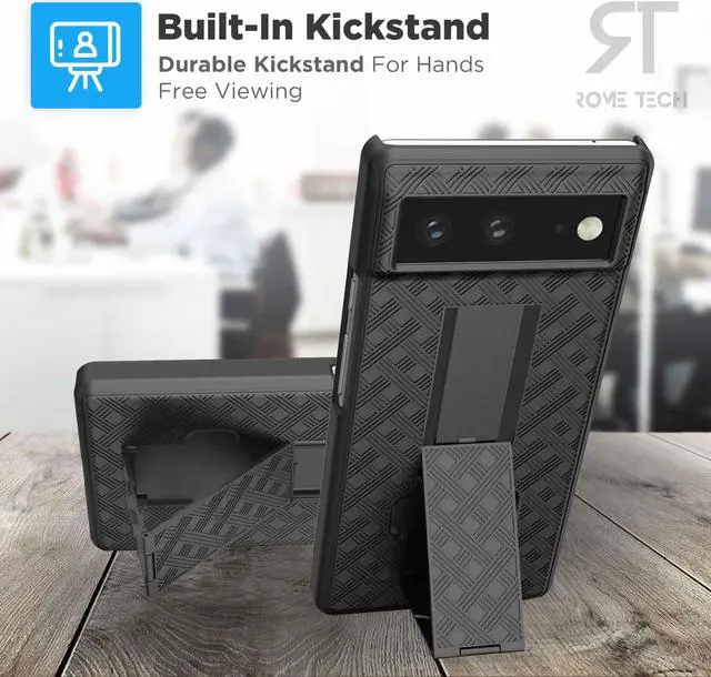 Alt view image 5 of 7 - Google Pixel 6 6.4" (2021) Rome Tech Shell Holster Combo Case - Black