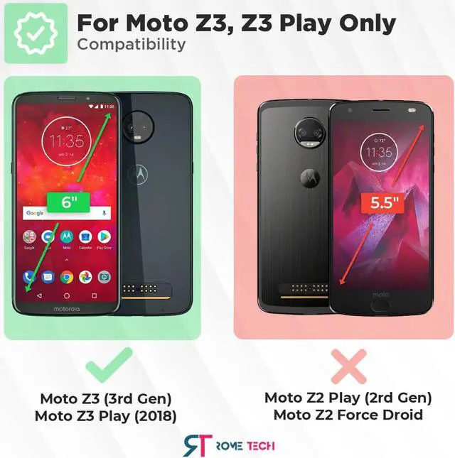 Alt view image 2 of 7 - Motorola Moto Z3 / Z3 Play 6.01" (2018) Rome Tech Shell Holster Combo Case - Black