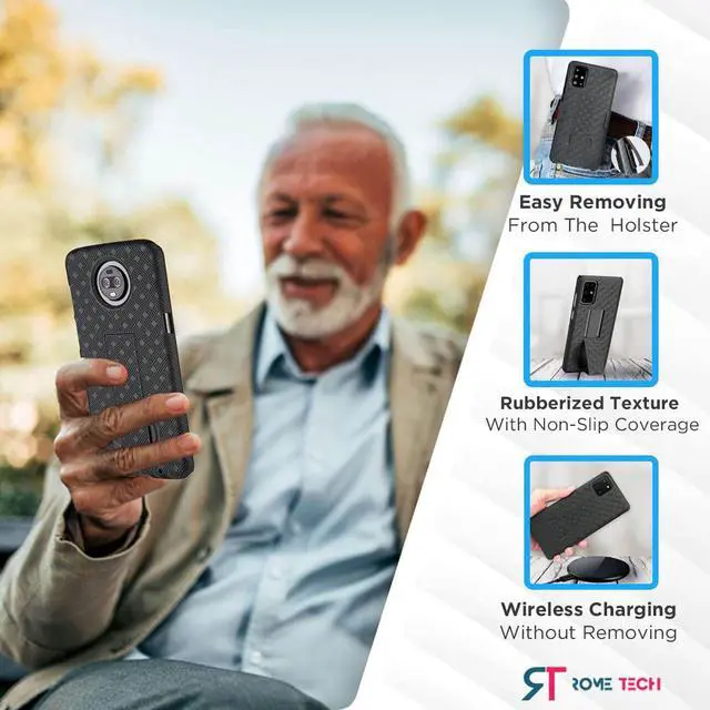 Alt view image 6 of 7 - Motorola Moto Z3 / Z3 Play 6.01" (2018) Rome Tech Shell Holster Combo Case - Black
