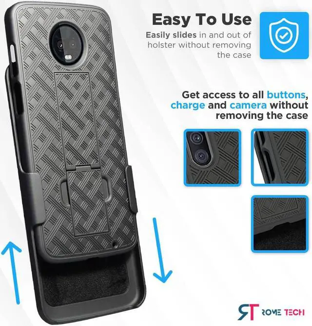 Alt view image 4 of 7 - Motorola Moto Z3 / Z3 Play 6.01" (2018) Rome Tech Shell Holster Combo Case - Black