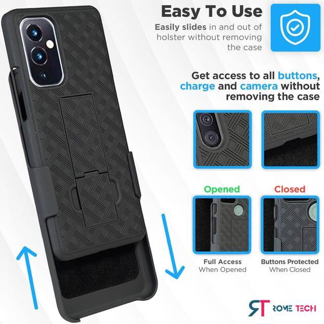 Alt view image 4 of 5 - OnePlus 9 6.55" (2021) Rome Tech Shell Holster Combo Case - Black