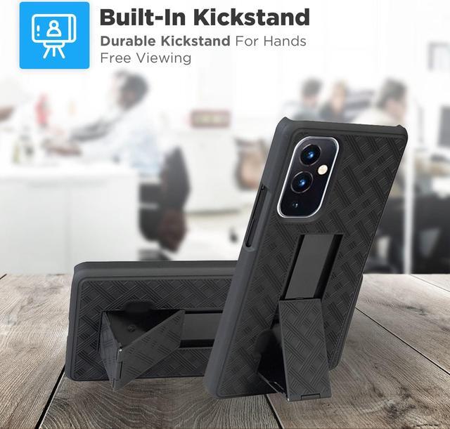 Alt view image 5 of 5 - OnePlus 9 6.55" (2021) Rome Tech Shell Holster Combo Case - Black
