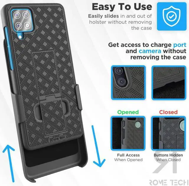 Alt view image 4 of 6 - Samsung Galaxy A12 6.5" (2021) Rome Tech Shell Holster Combo Case - Black