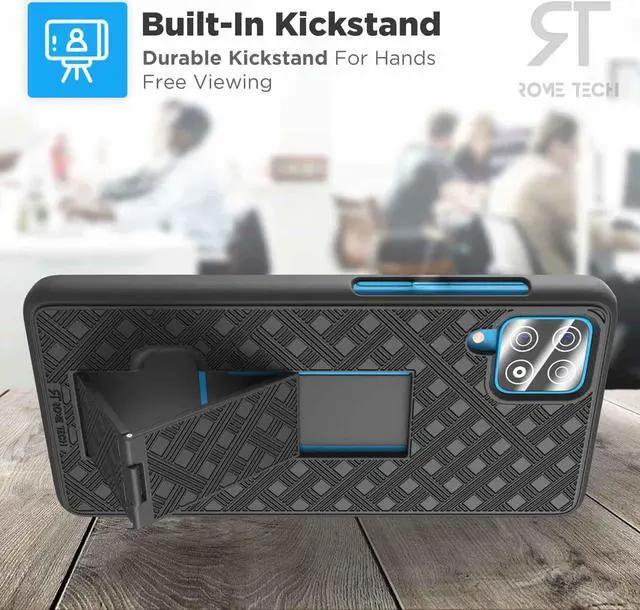 Alt view image 5 of 6 - Samsung Galaxy A12 6.5" (2021) Rome Tech Shell Holster Combo Case - Black
