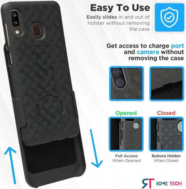 Alt view image 5 of 7 - Samsung Galaxy A20 6.4" (2019) Rome Tech Shell Holster Combo Case - Black