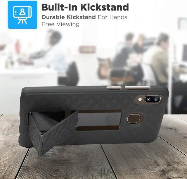 Alt view image 6 of 7 - Samsung Galaxy A20 6.4" (2019) Rome Tech Shell Holster Combo Case - Black