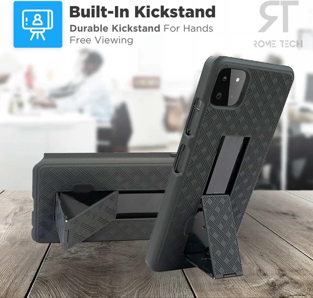 Alt view image 6 of 7 - Samsung Galaxy A22 5G 6.4" (2021) Rome Tech Shell Holster Combo Case - Black