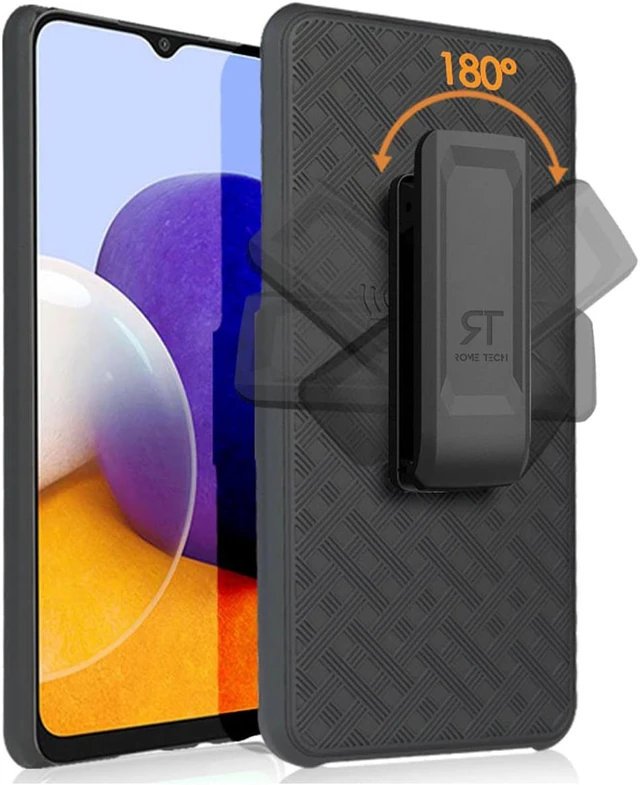 Alt view image 2 of 7 - Samsung Galaxy A22 5G 6.4" (2021) Rome Tech Shell Holster Combo Case - Black