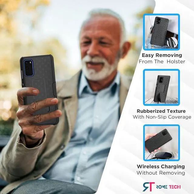 Alt view image 6 of 6 - Samsung Galaxy A51 5G 6.5" (2020) Rome Tech Shell Holster Combo Case - Black